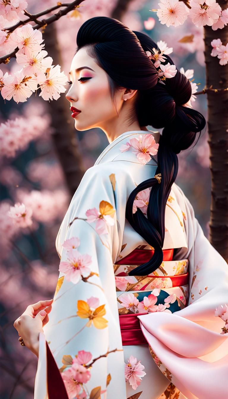 Sakura Goddess in Elegant Kimono