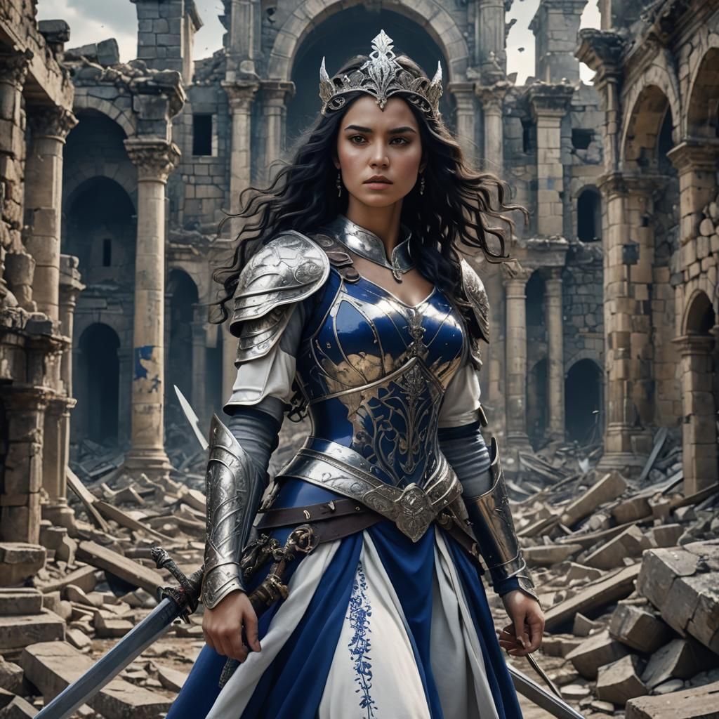 Woman Warrior in Ruins: Fantasy Concept Art