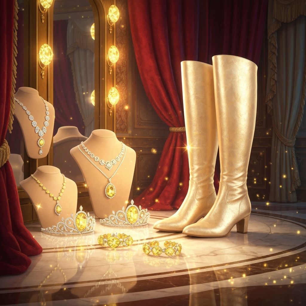 Princess Boots & Diamond Jewelry in Opulent Royal Chamber