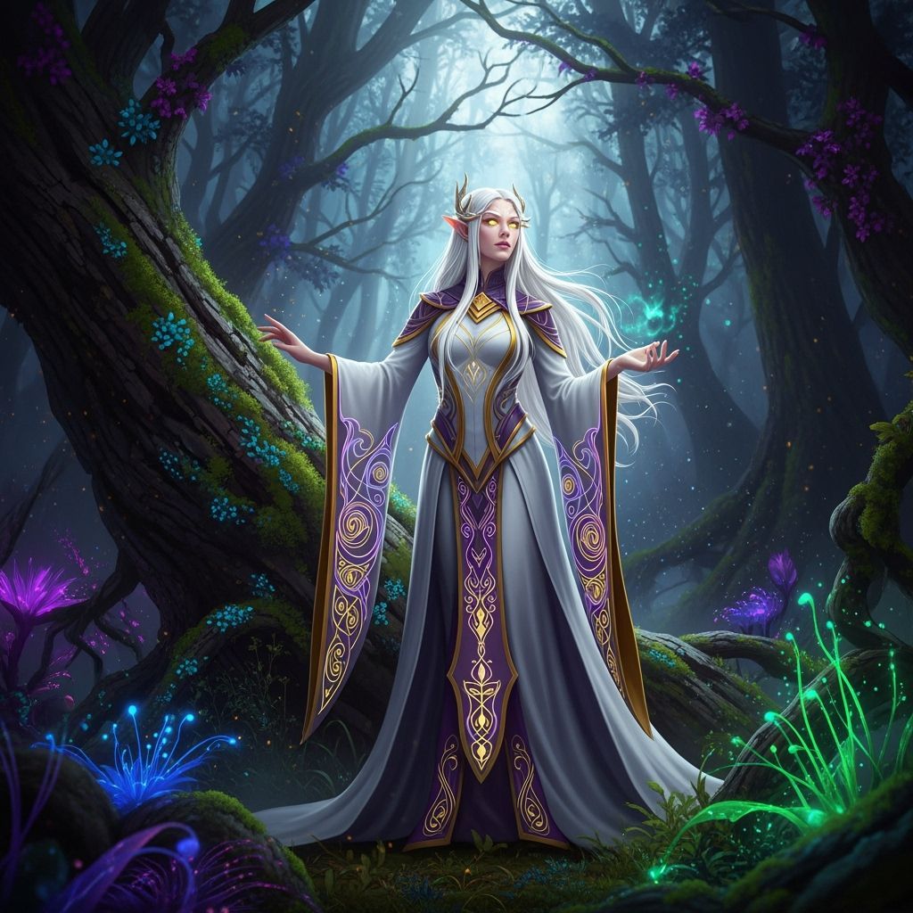 Albino Elf Maiden in Mystical Forest