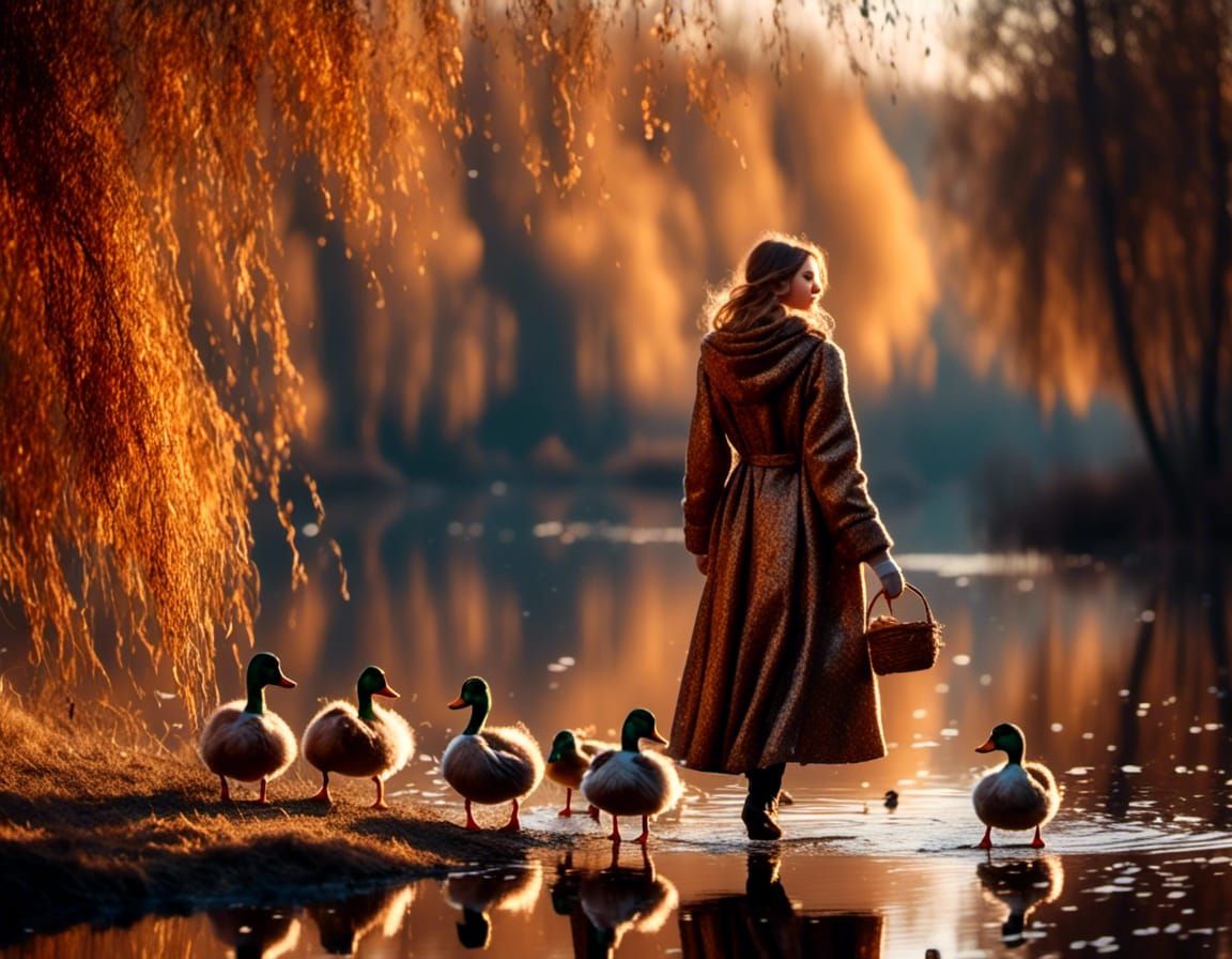 Young Woman Strolling Lakeside: Professional Photography