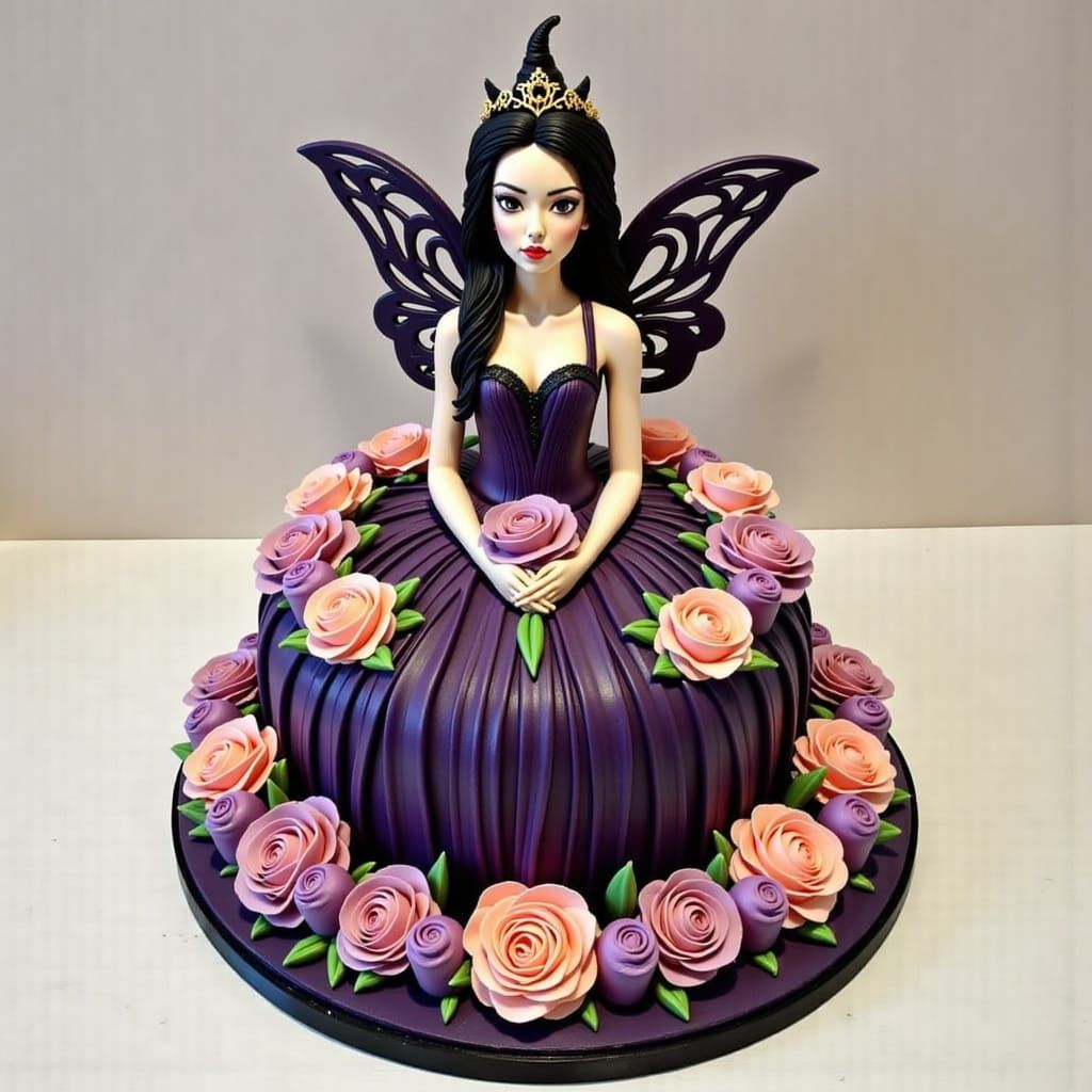 Gothic Fairy Cake in a Whimsical Buttercream Wonderland