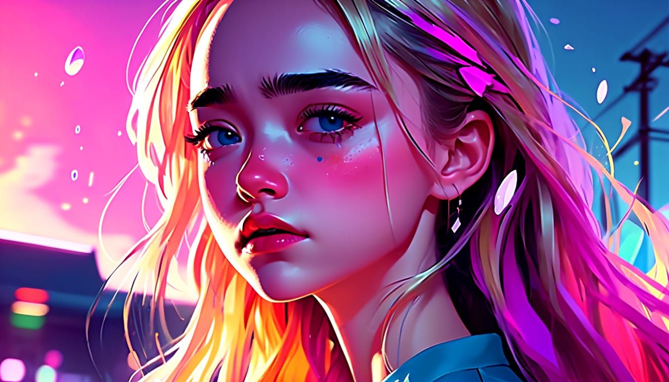 Sabrina Carpenter Crying in Anime Style