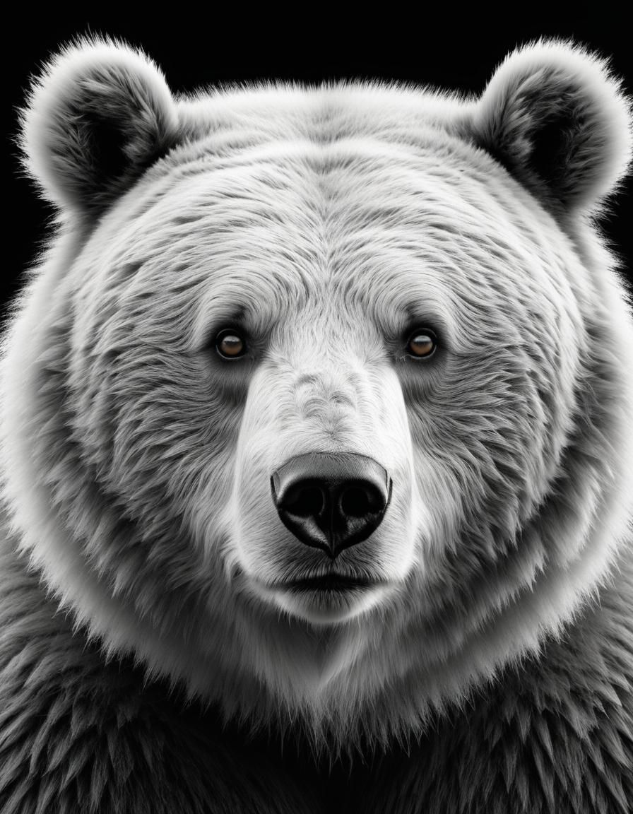 Giant Bear Close-up in Desaturated Pastel Colors