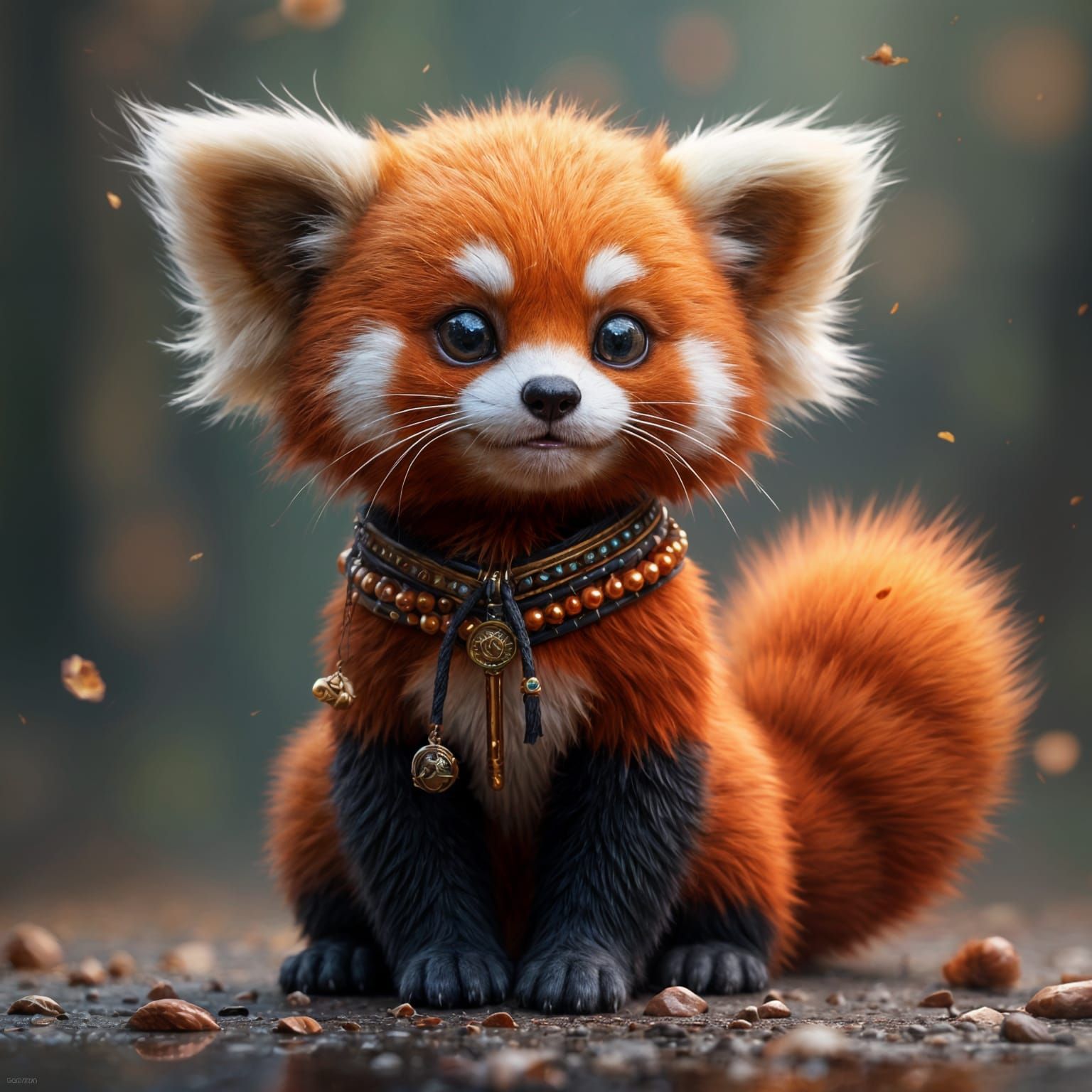Mystic Red Panda Cat Spirit in Detailed Matte Painting