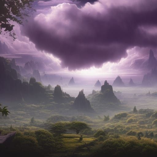 Epic Purple Clouds in Digital Matte Painting
