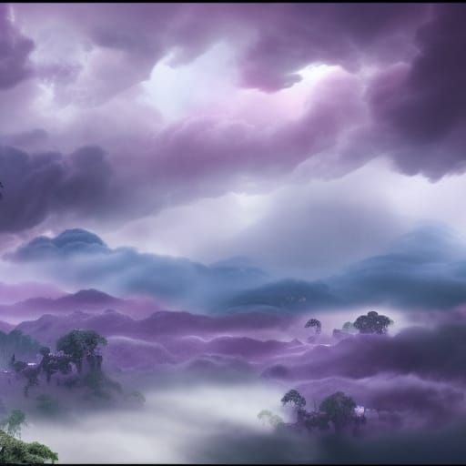 Cinematic Purple Clouds Digital Matte Painting
