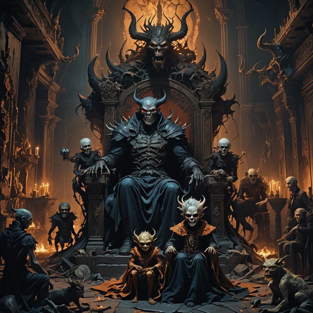 Demonic Creature on Throne in Gothic World