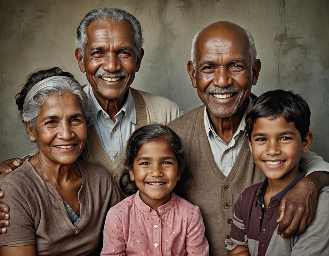 Family Portrait with Bokeh, Studio Lighting