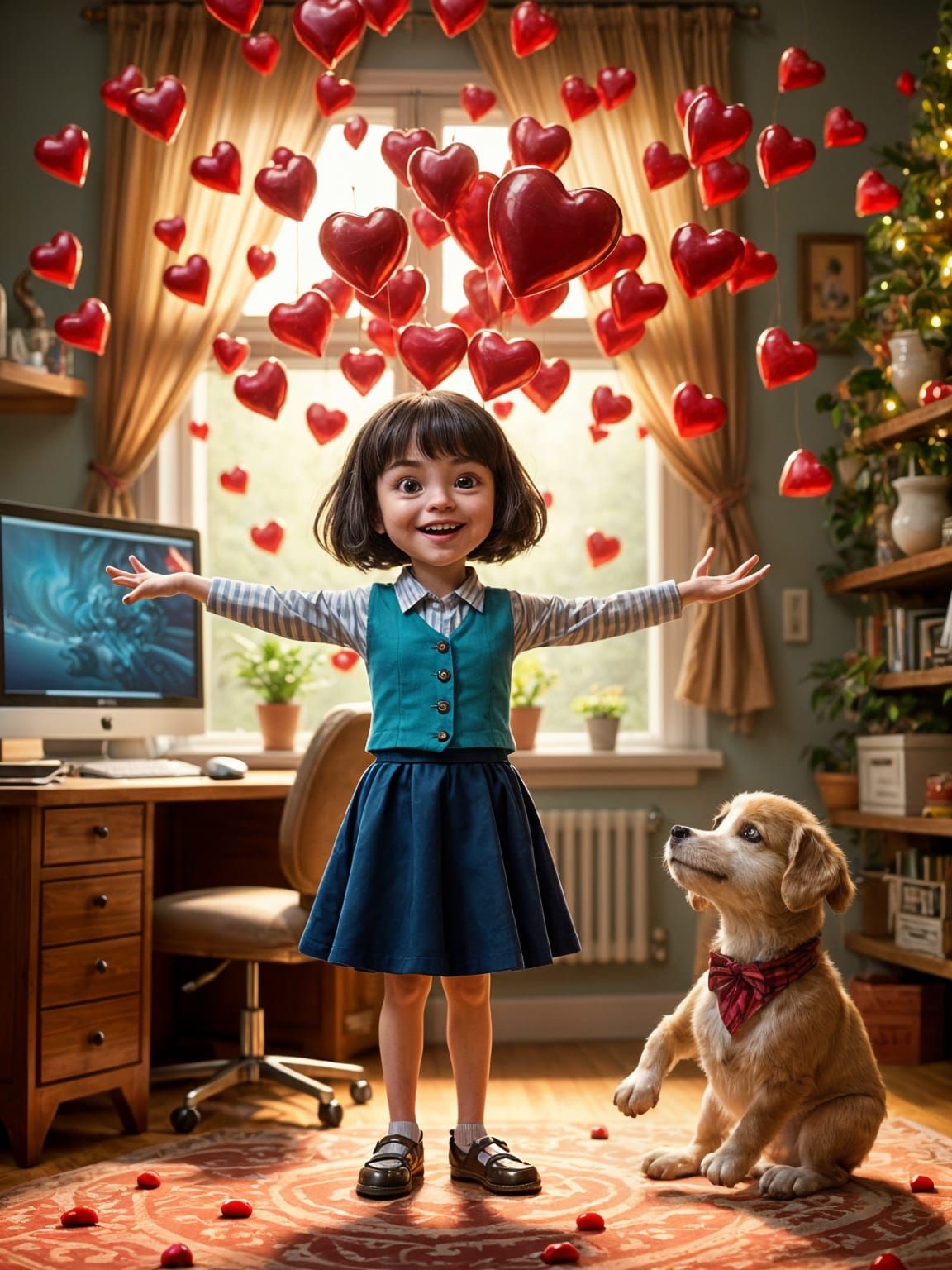 Pixar Style Image of Lili Sending Hearts