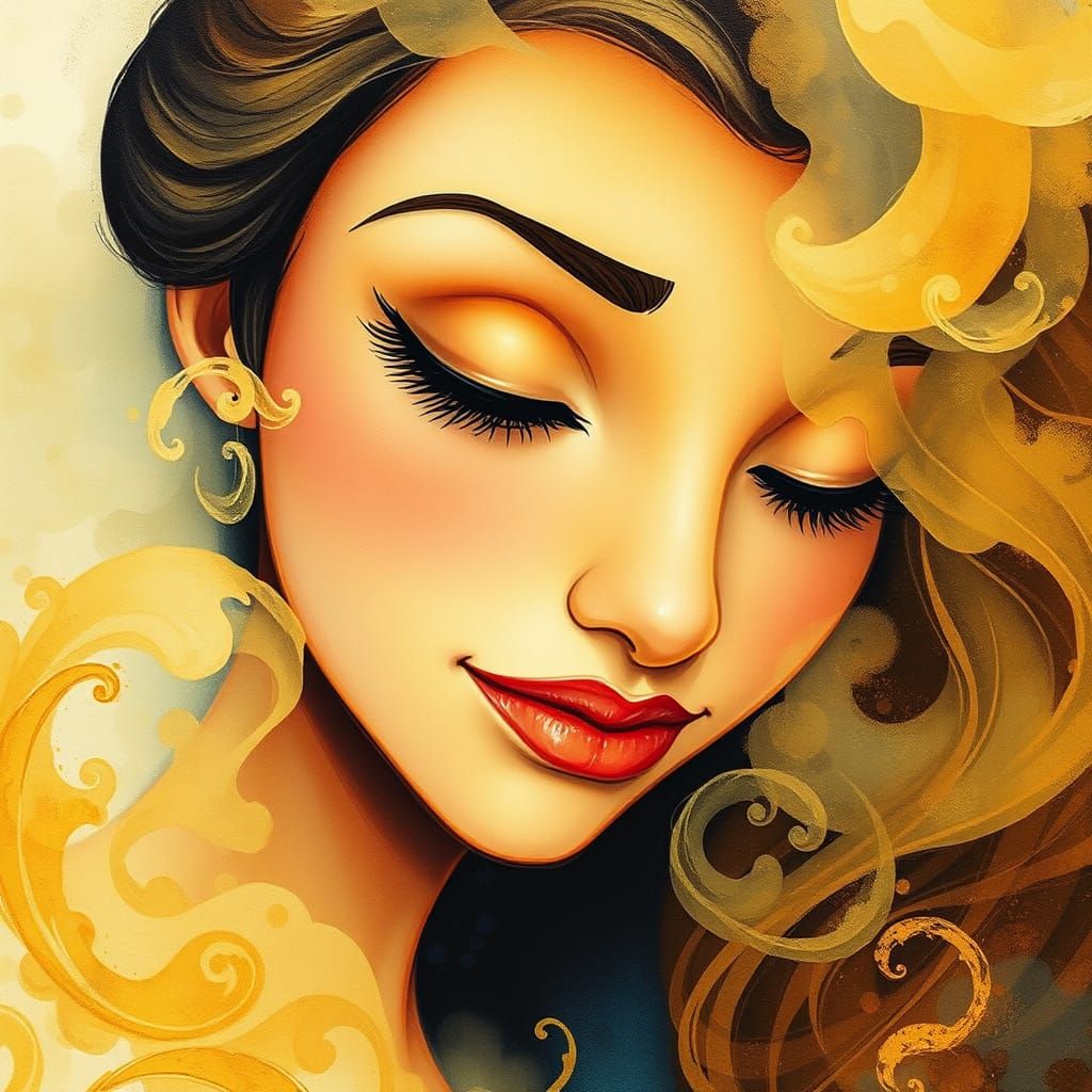 Enigmatic Belle in Ethereal Mist, Modern Alcohol Ink