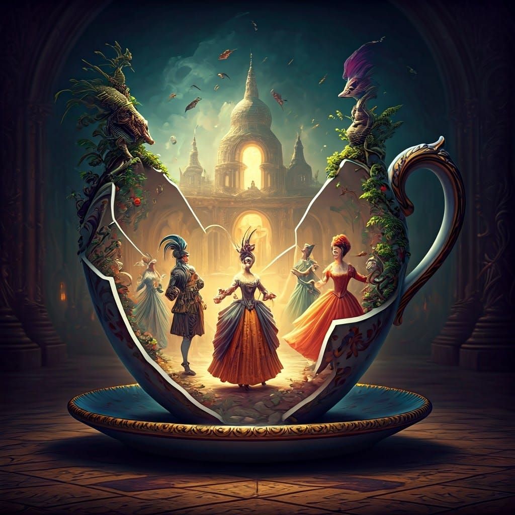 Venetian Carnival Revealed in Broken Porcelain Cup