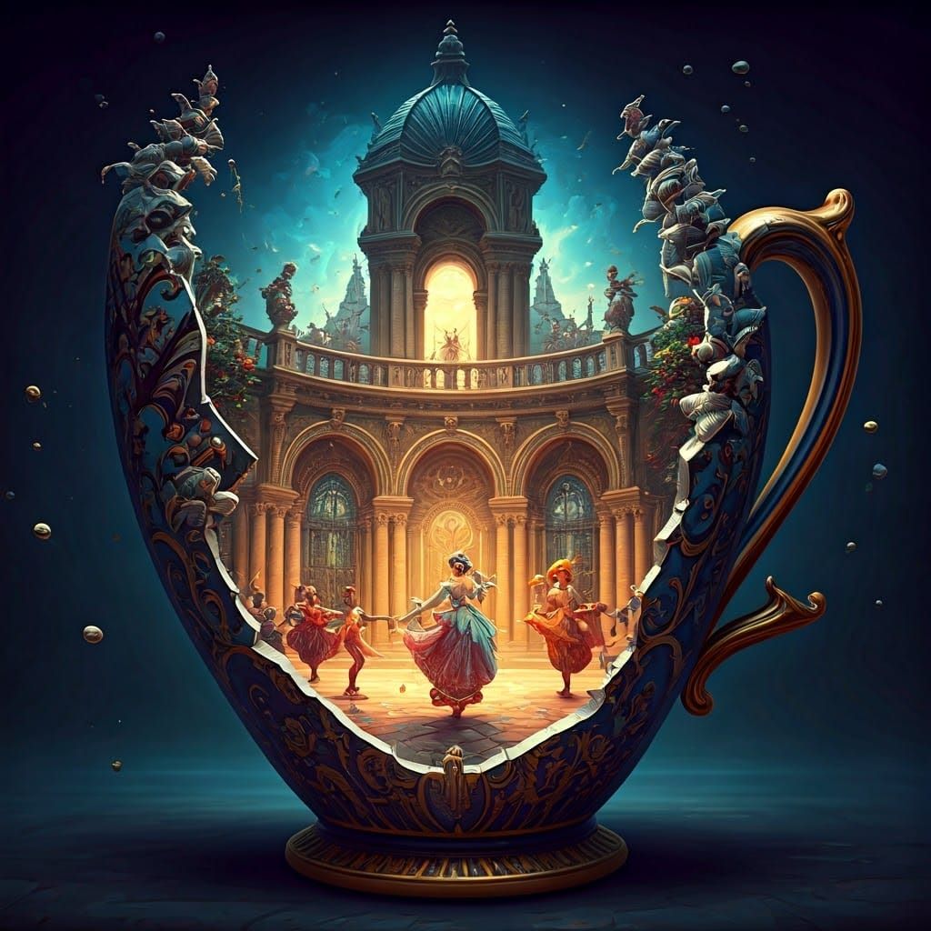 Broken Cup Reveals Grotesque Venetian Carnival