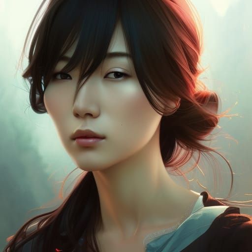 Beautiful Japanese Woman Portrait in Hyperdetailed Style