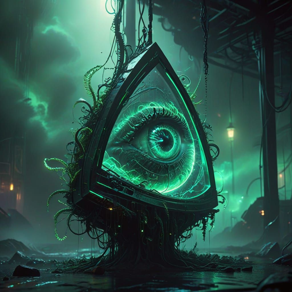 Ethereal Cyberpunk Structure in Icy Hues