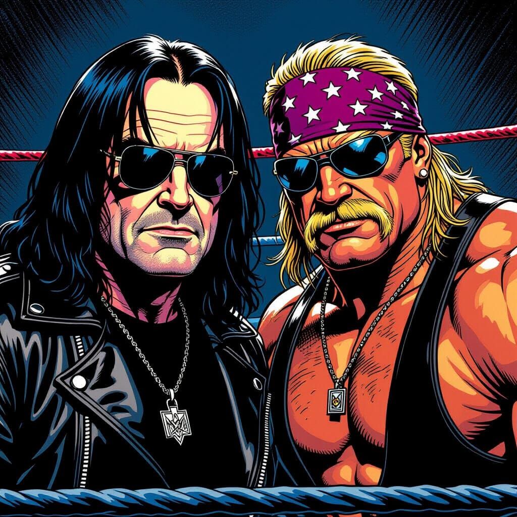 Ozzy and Hogan Stare Down: Comic Book Style
