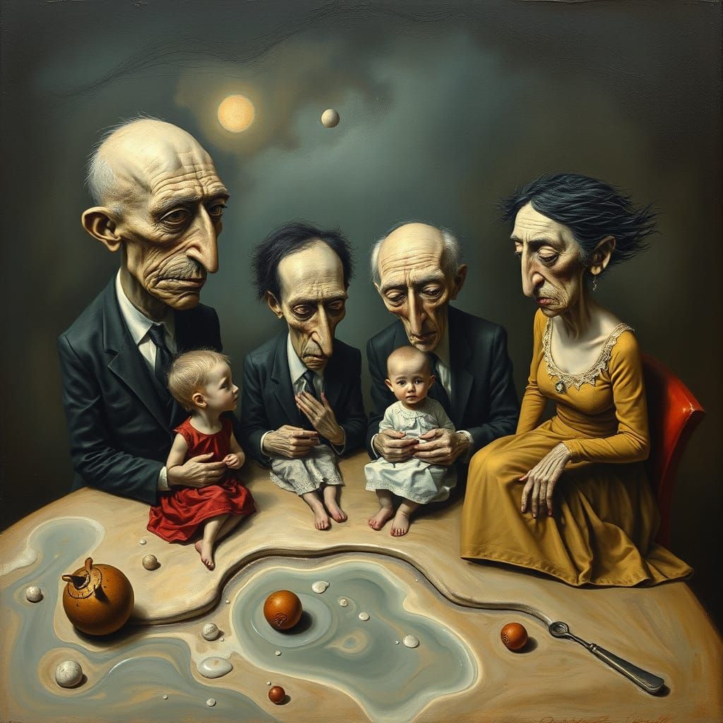 Surrealist Family Portrait in Salvador Dali Style
