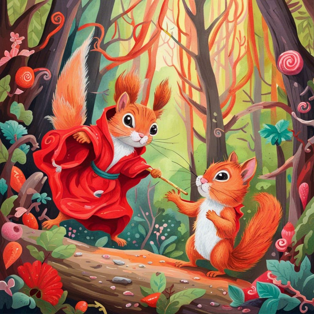 Squirrel and Kitten Nunchaku Battle in Hurricane