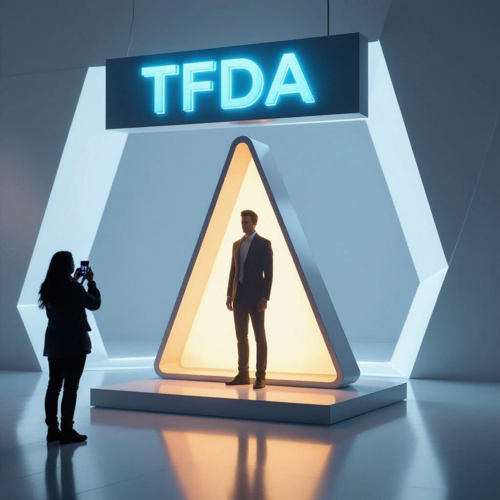 Futuristic Triangle Standee with TFDA Display