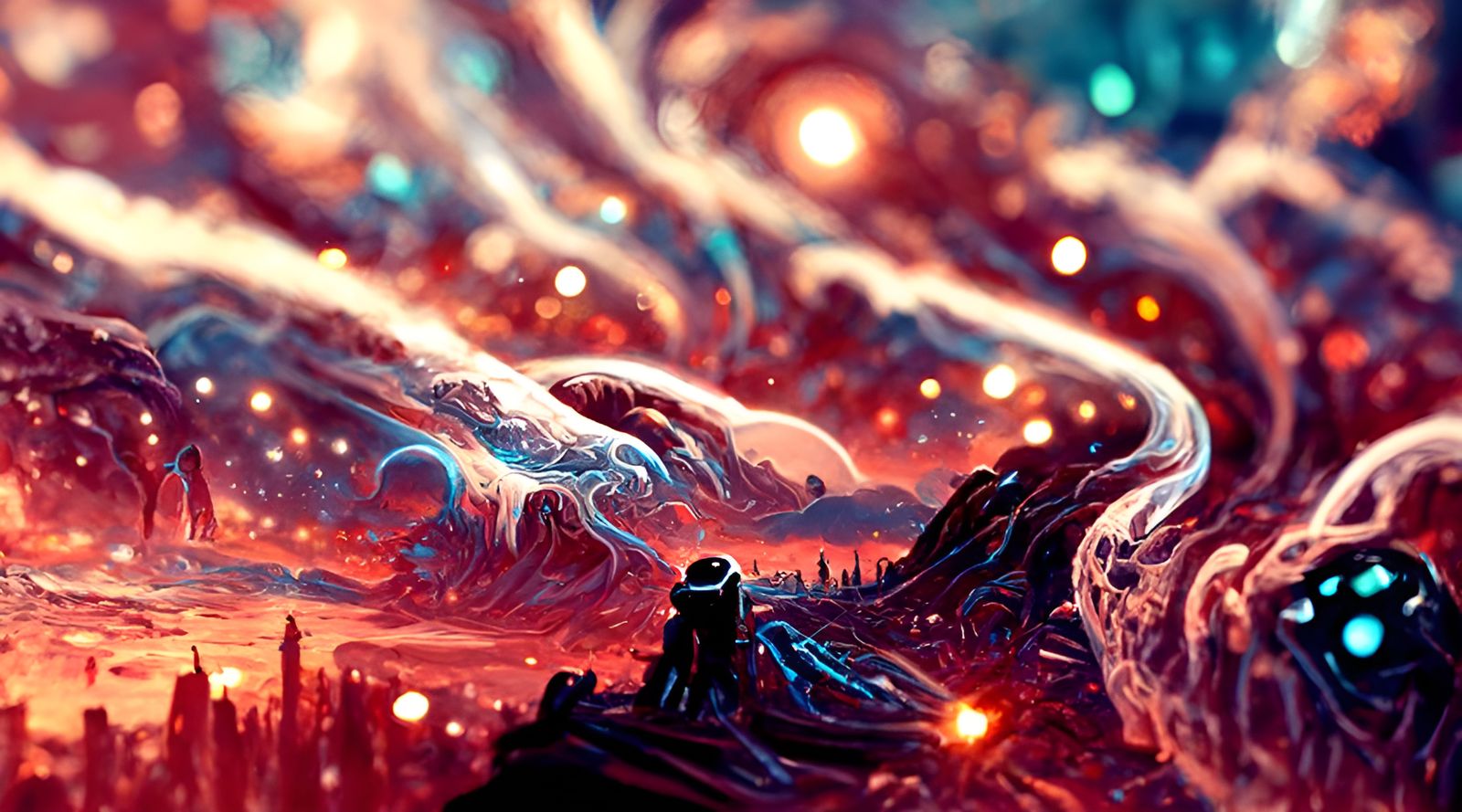 Enchanting Cosmic Landscape in Expressionist Style