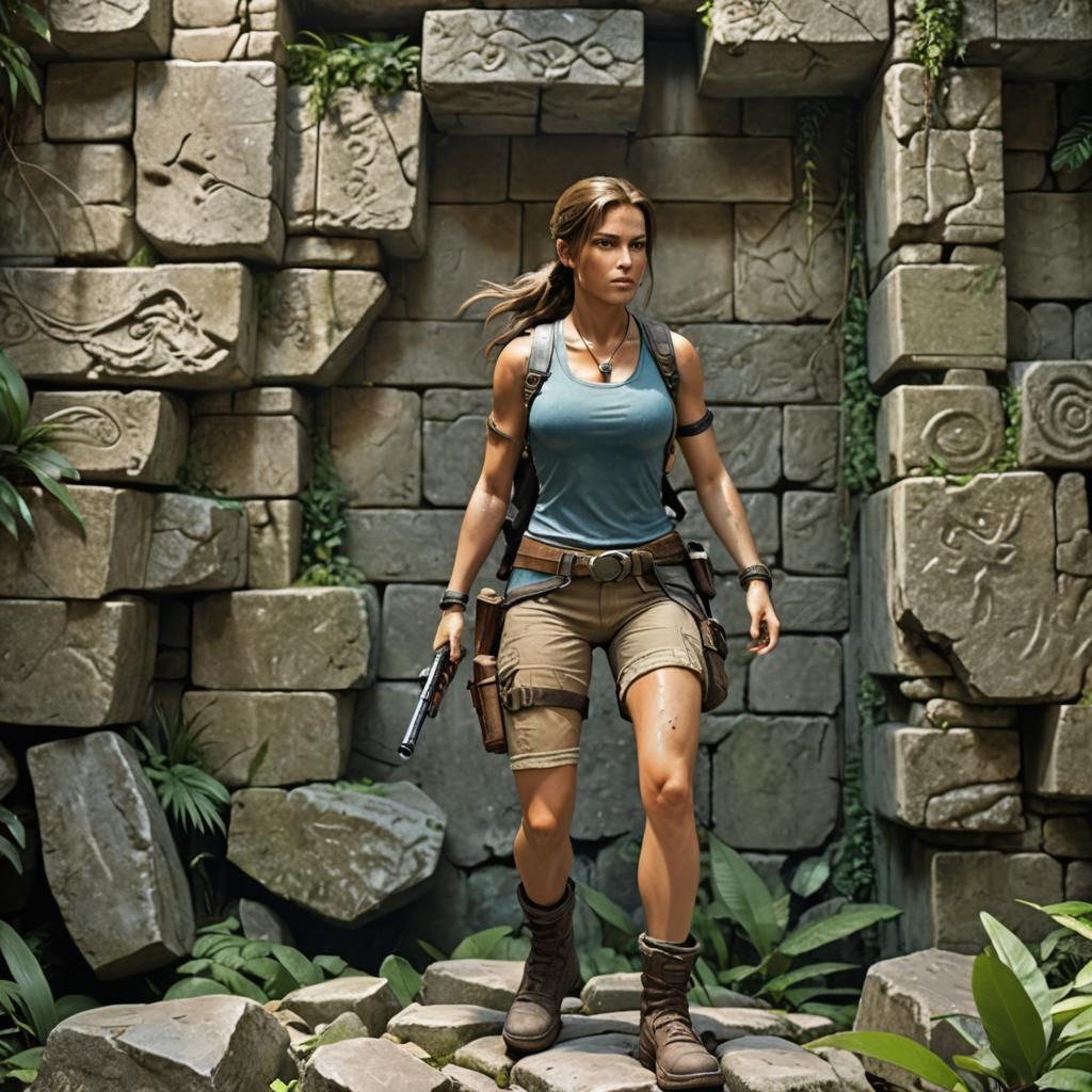 Lara Croft Exploring Ancient Temple