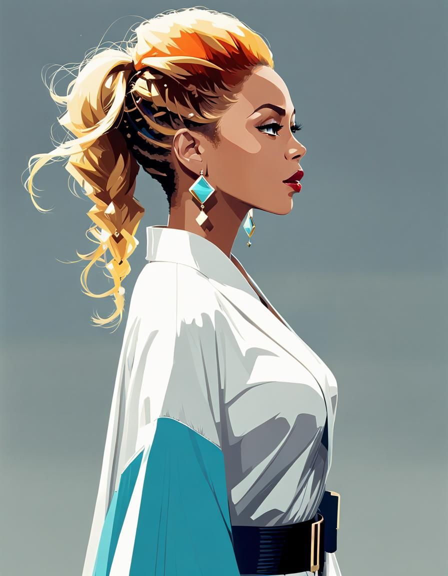 Anime-Style Mugshot in Triadic Colors