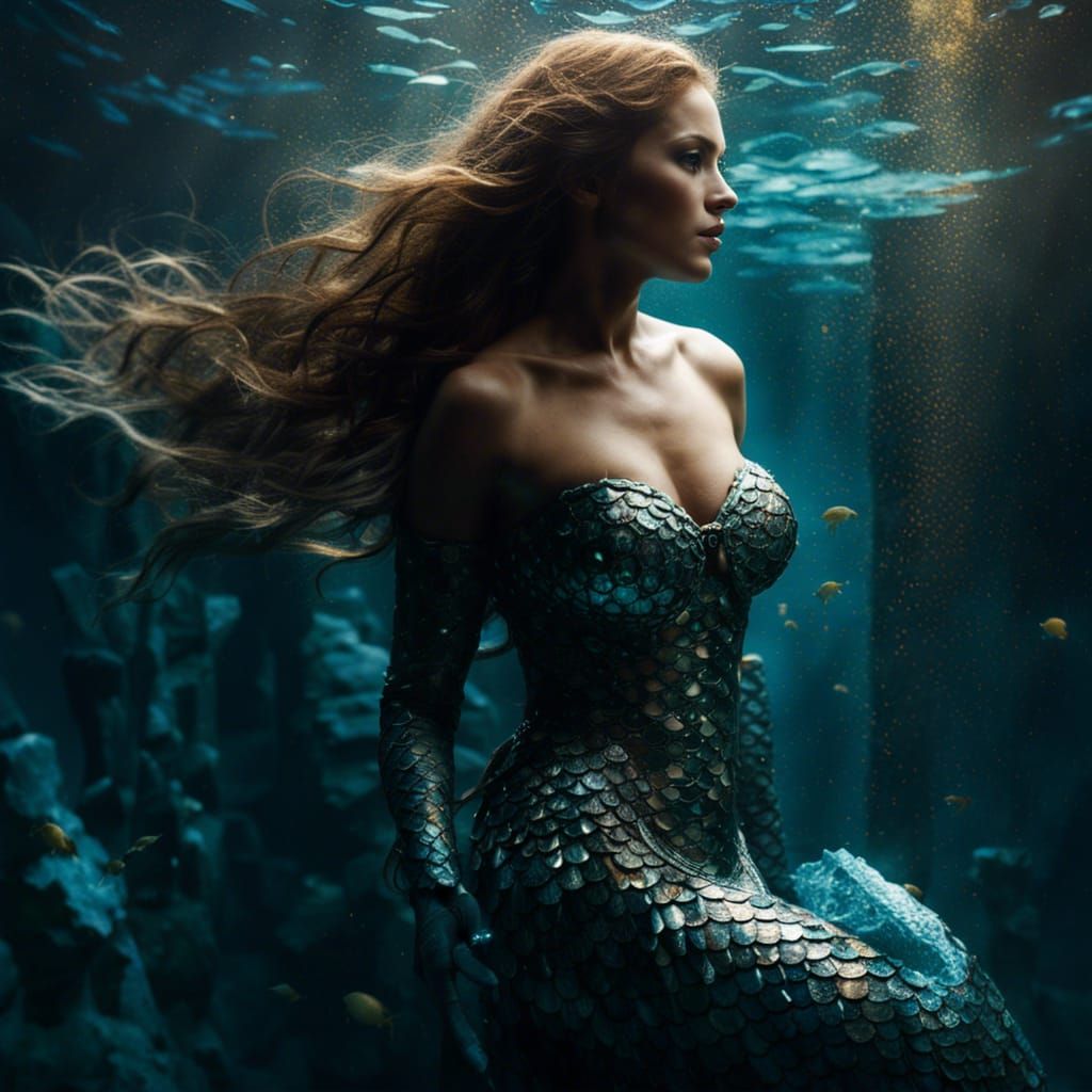 Photorealistic Mermaid in Underwater Diorama