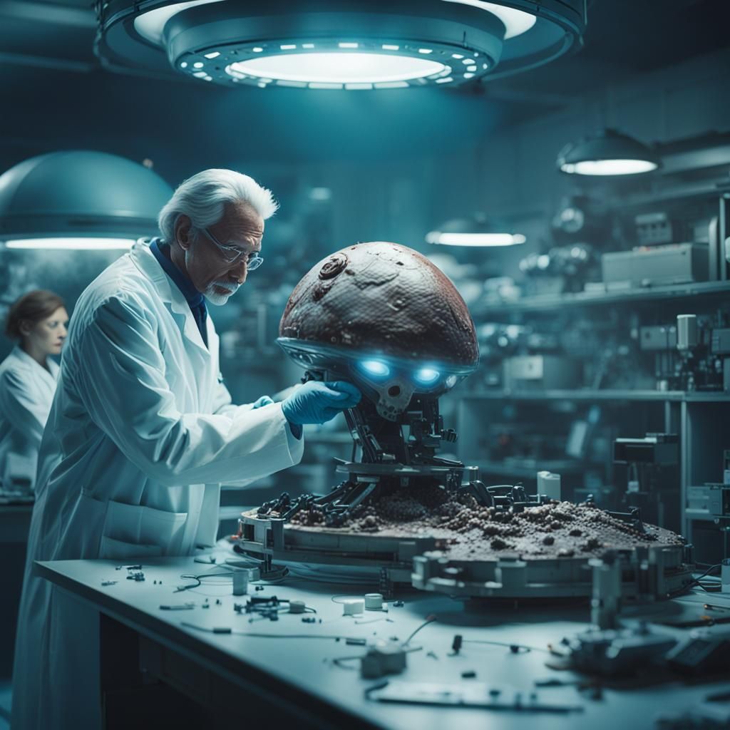 Scientists Examine Crashed UFO: Cinematic Film Still