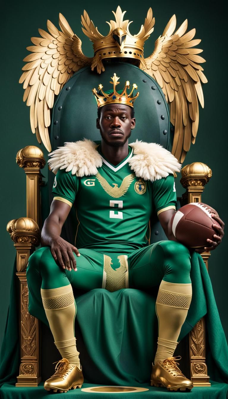 African King on Football Throne with Eagle