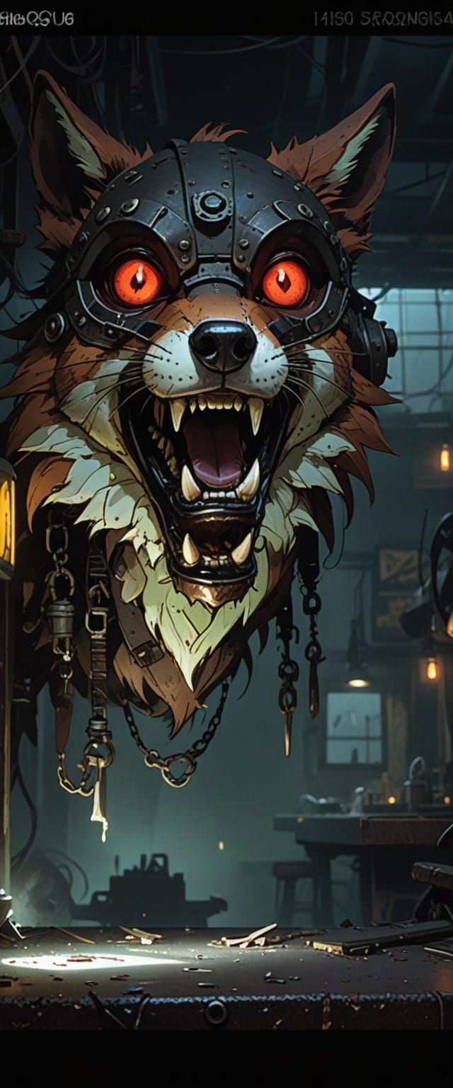 Eerie Foxy Pirate Fox Fights in Abandoned Futuristic Restaur...