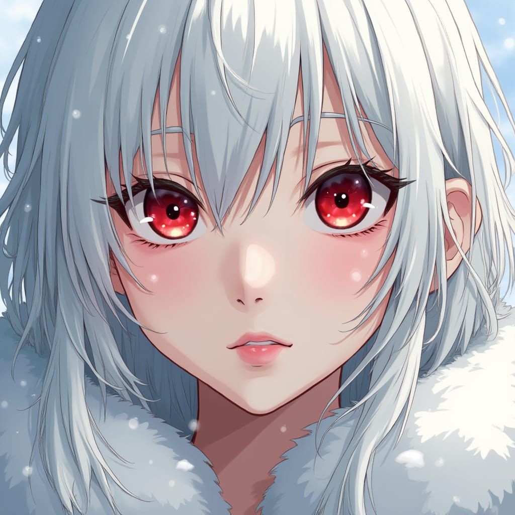 Ethereal Albina Beauty with Red Eyes, Inspired by Naruto's K...
