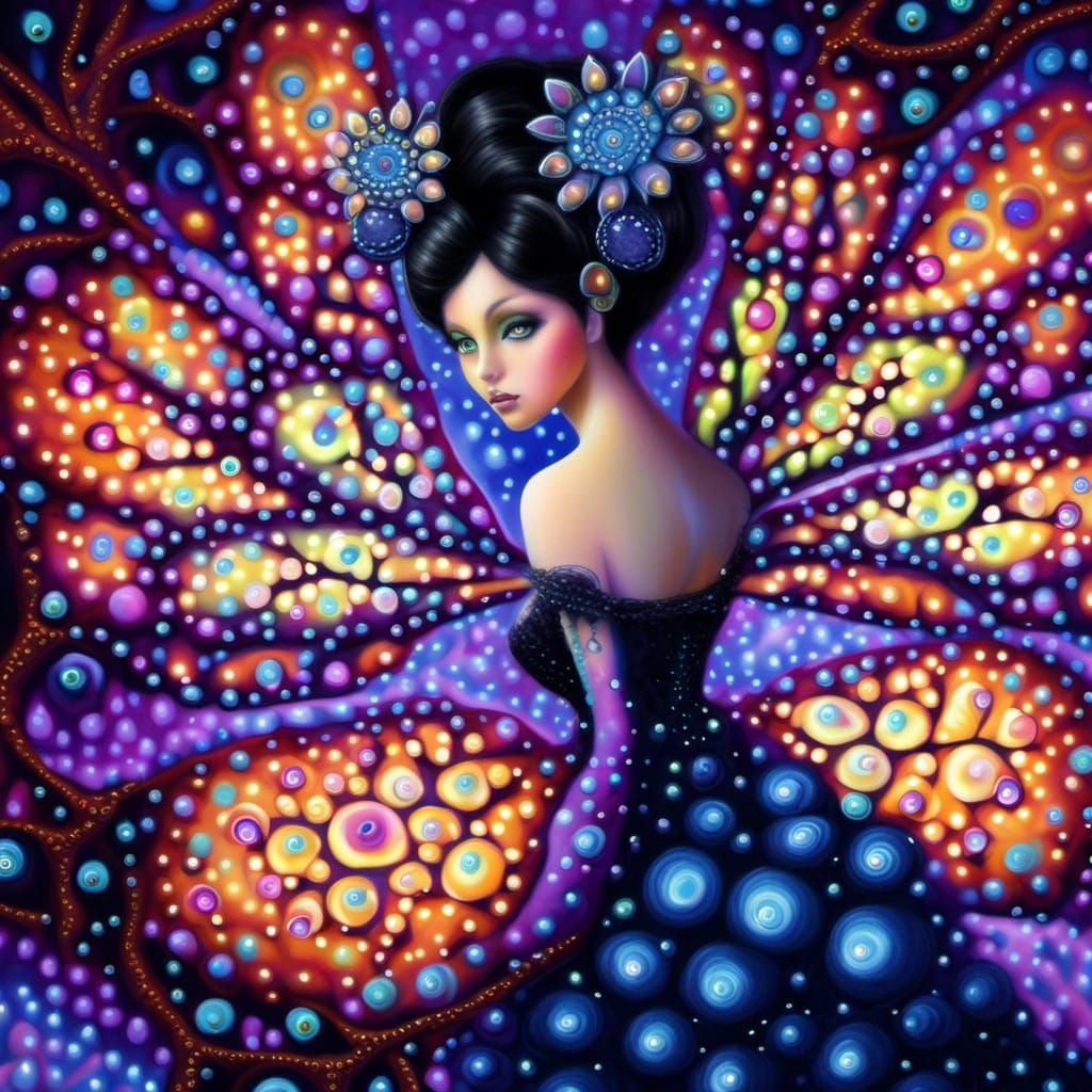 Enchanted Goth Fairy with Bioluminescent Wings