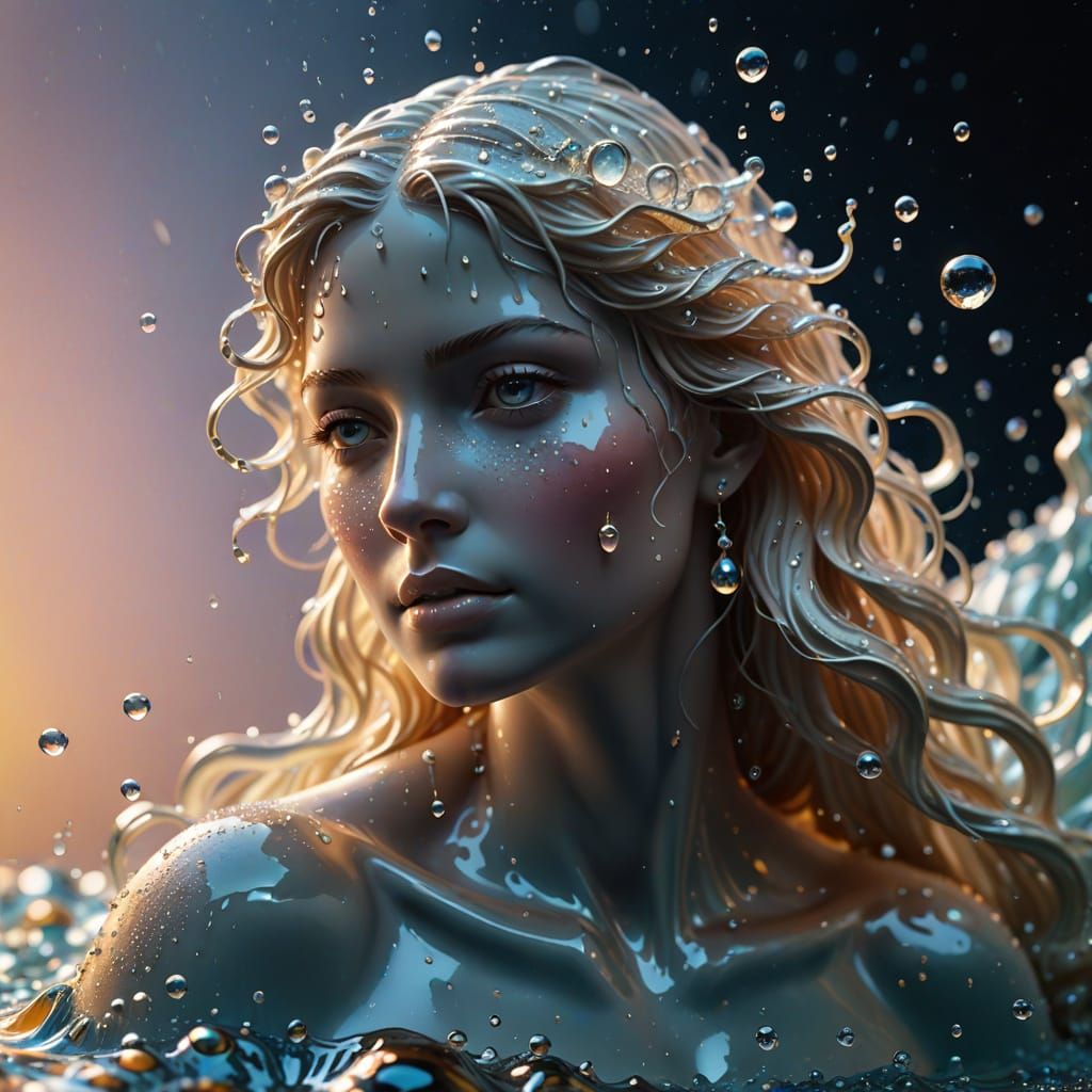 Aphrodite Emerges from Sea Foam: Hyperrealistic Art