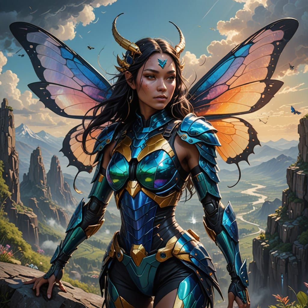 Enigmatic Insectoid Goddess Dominates the Mountain Peak