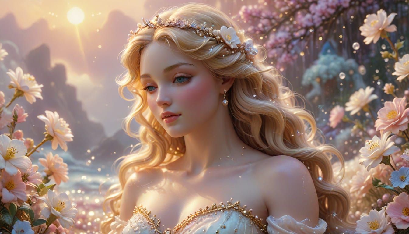 Aphrodite's Birth from Foam: Ethereal Fantasy Art