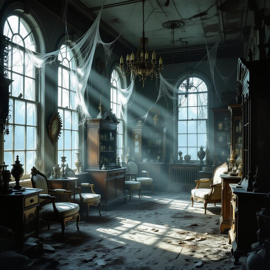 Eerie Abandoned Antique Shop in Sunlight