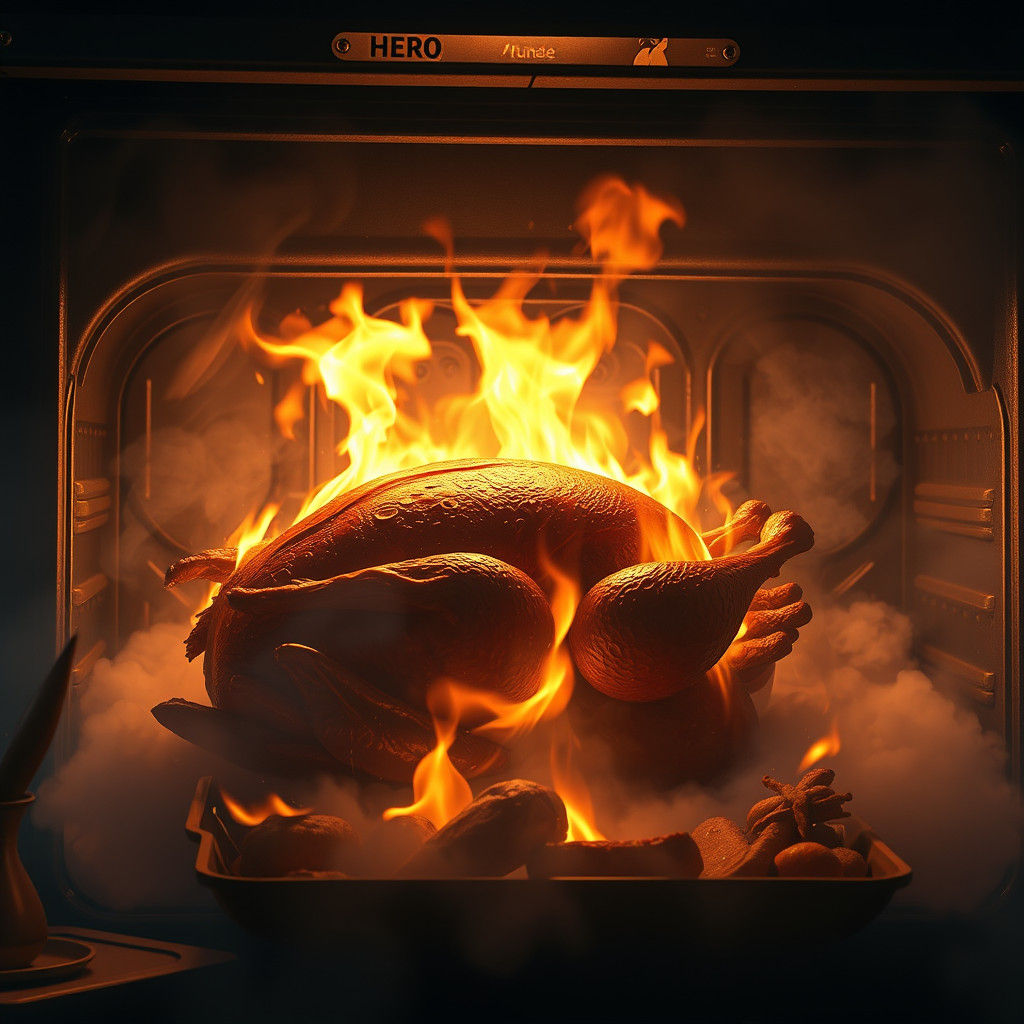 Turkey that’s caught on fire in the oven
