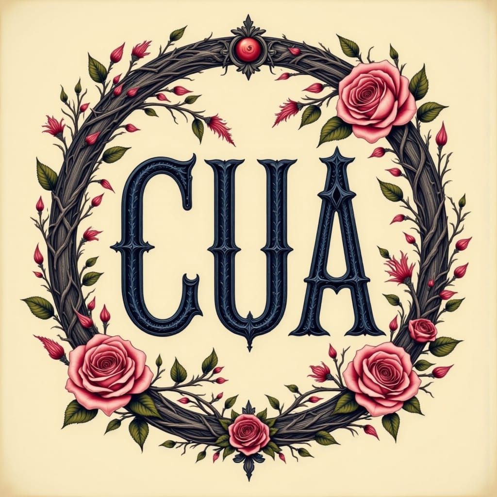 Elegant Cursive Letters in Circle Tattoo Art