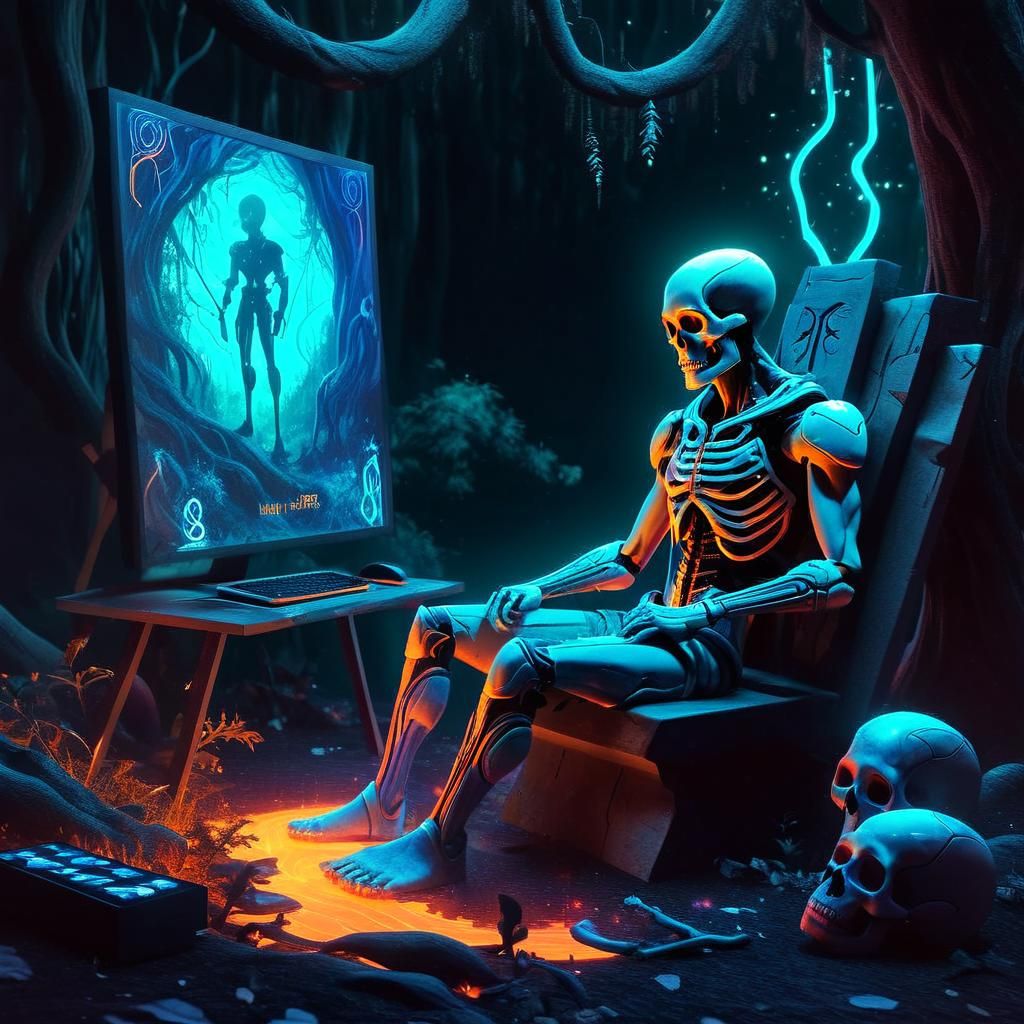 Ethereal Hero in Mystical Forest Concept Art