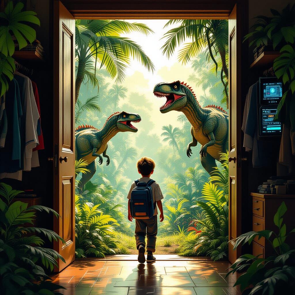 Boy Time Travels to Dinosaur Jungle