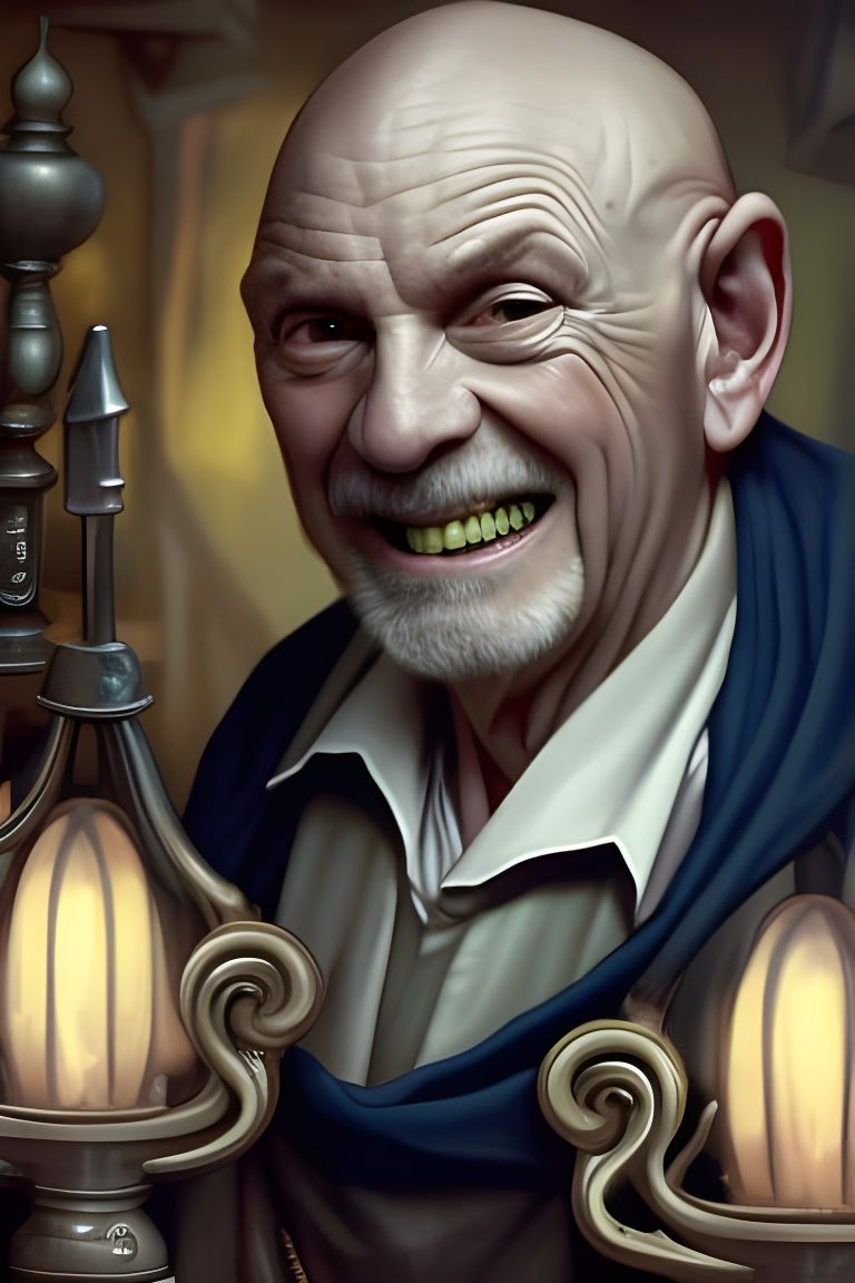 Elderly Sorcerer Portrait in Art Nouveau Style