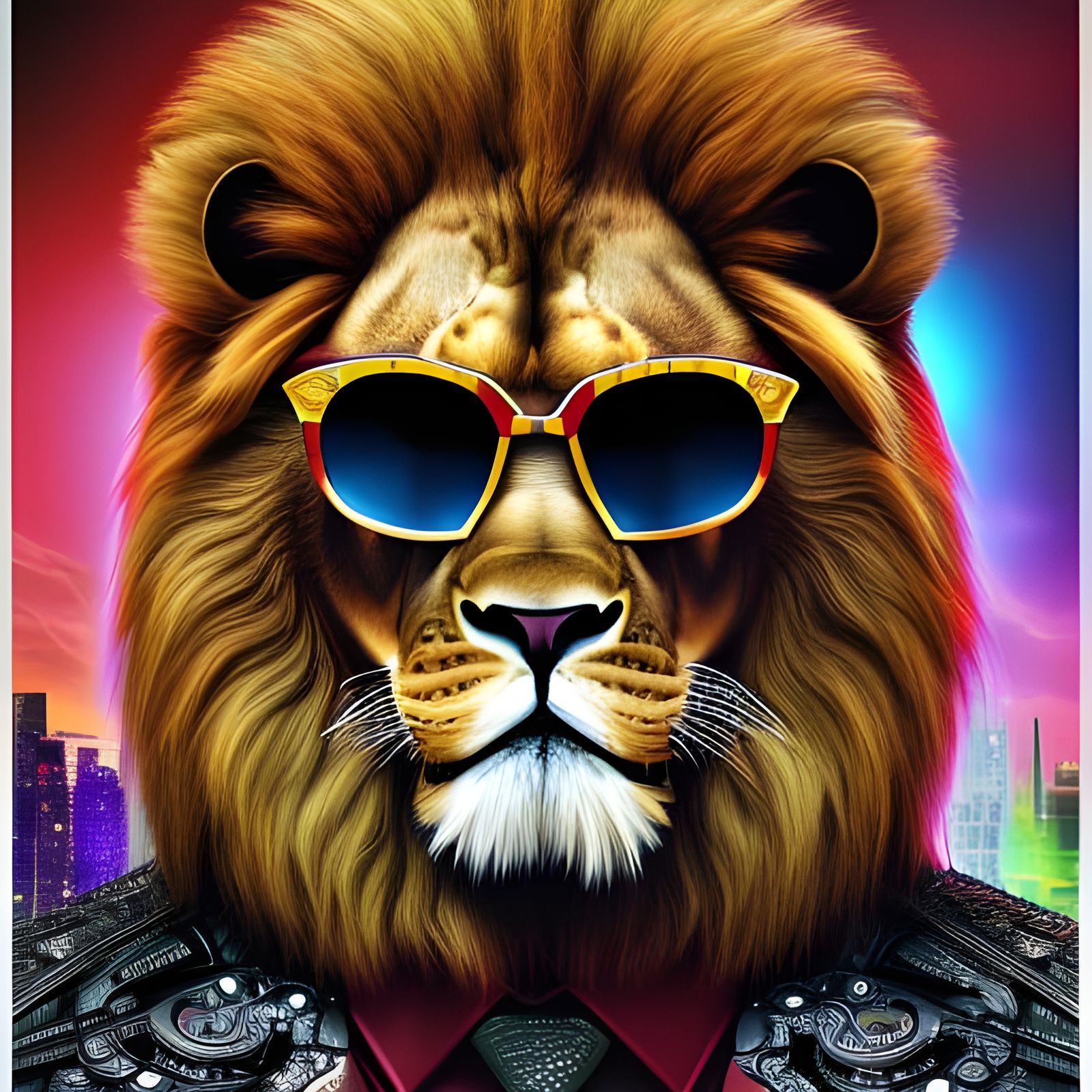 Biomorphic Lion in Steampunk Baroque Style