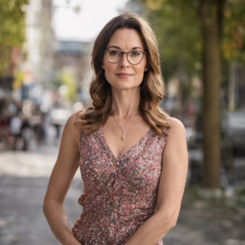 Realistic Portrait of a Woman in City Street