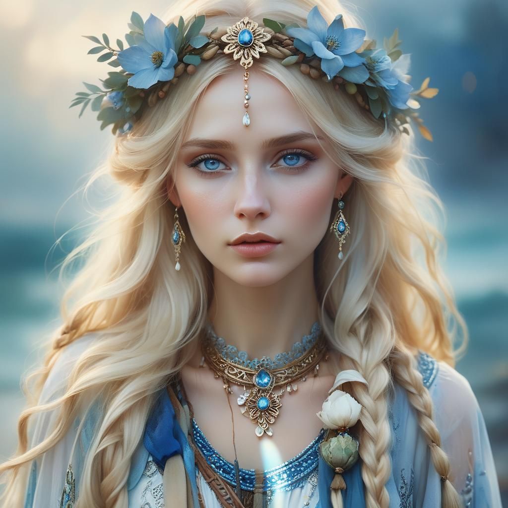 Ethereal Slavic Girl Portrait in Magical Realism