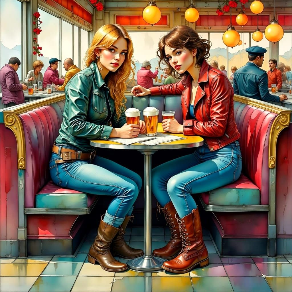 Nostalgic Village Green Scene in Neurographic Art