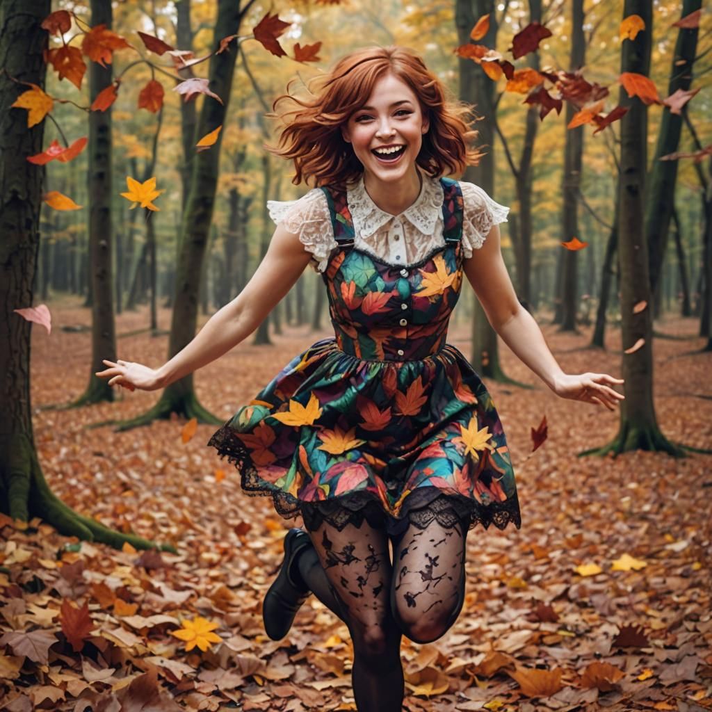 Psychedelic Forest Portrait of Flying Woman