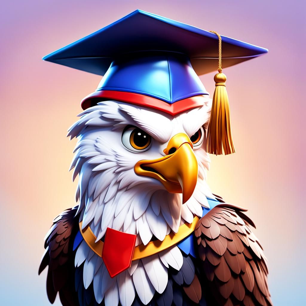 Cheerful Eagle Mascot with Graduation Tassel