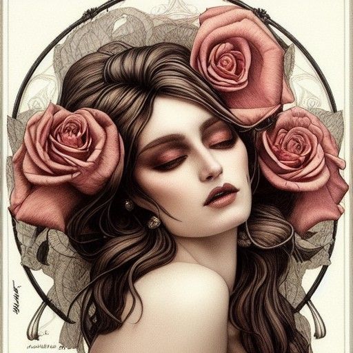 Decadent Androgynous God Portrait in Art Nouveau Style