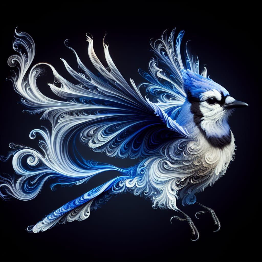 Blue Jay Engulfed in Ethereal Flames