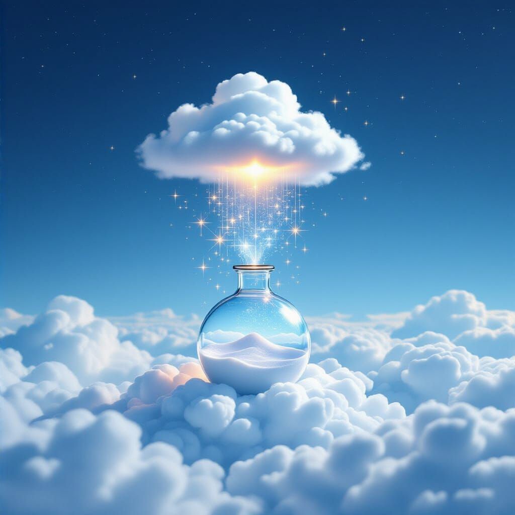 Dream Cloud Trapped in a Glowing Glass Jar